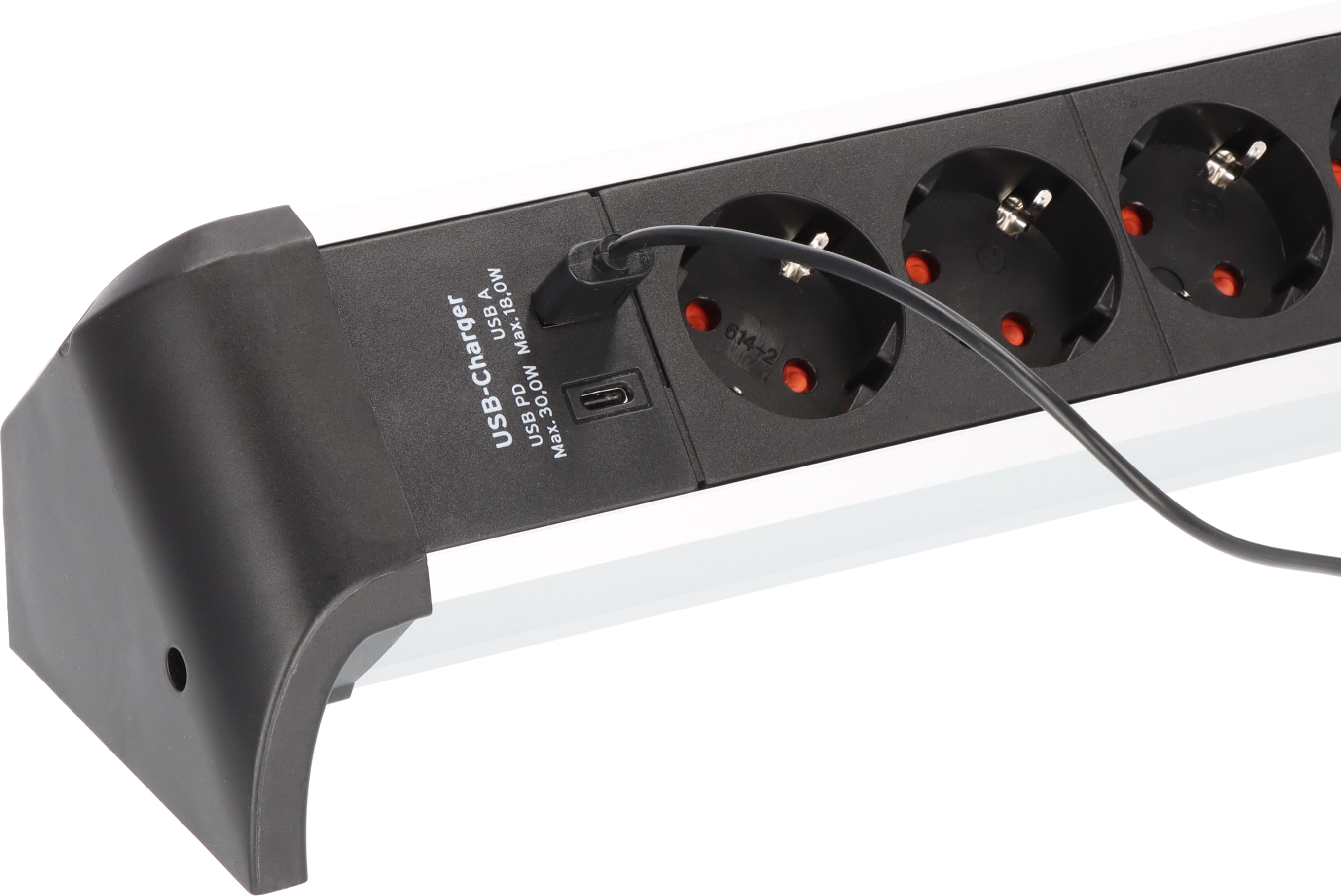 Brennenstuhl Alu-Office-Line stikkontakt 4-vejs og 1x USB-C, 1x USB-A, 1,8 m
