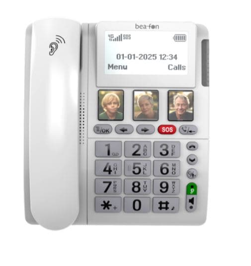 Beafon ML10, LTE/4G, SIM desktop-mobiltelefon med SOS-sender, hvid