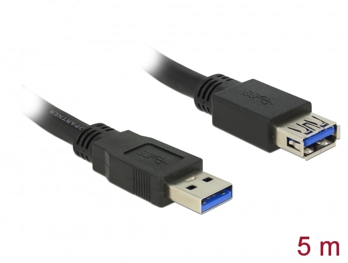 Delock-forlængerkabel USB 3.0 Type-A han > USB 3.0 Type-A hun 5,0 m