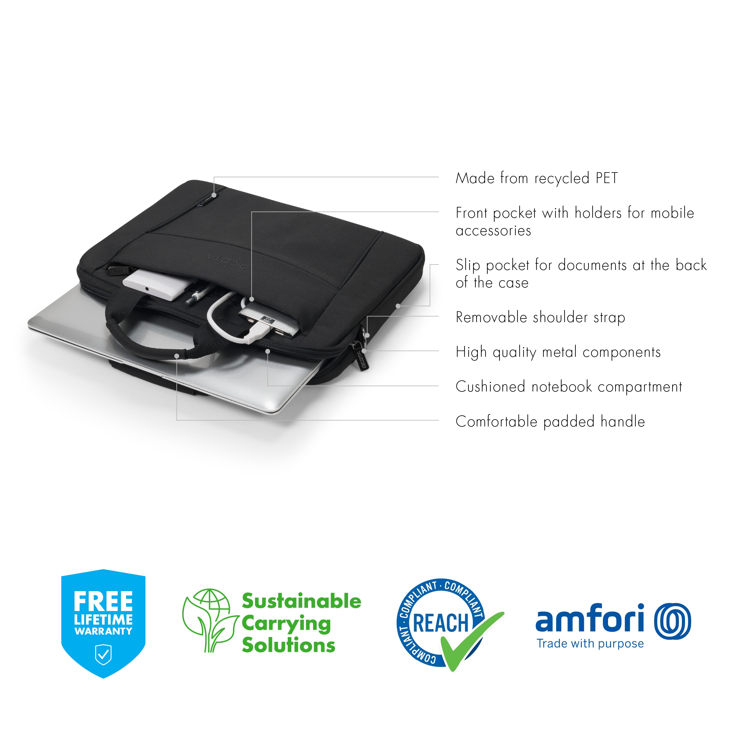 "Dicota laptop-taske Eco Slim Case BASE 13-14,1"" sort"