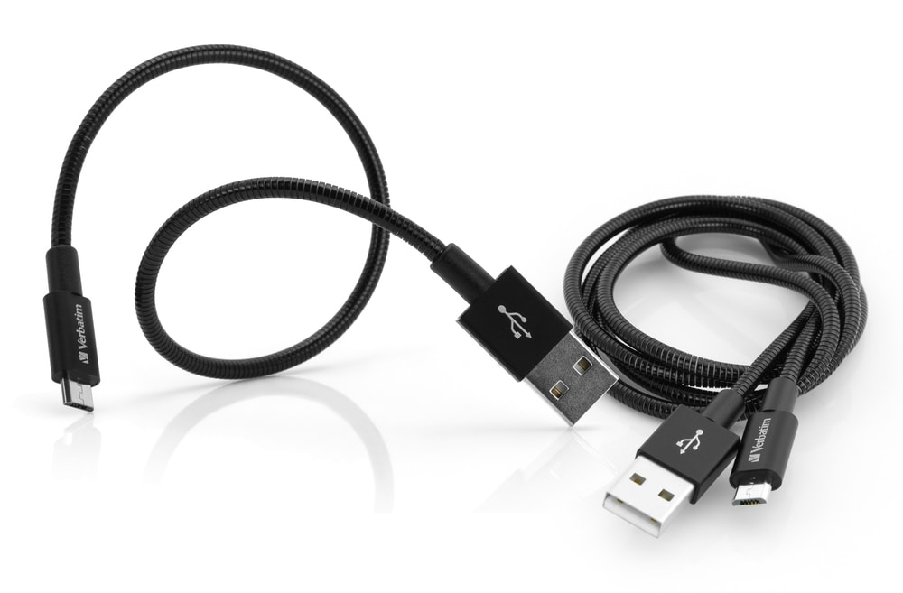 Verbatim Micro USB-synkroniserings- og opladningskabel 100 cm og 30 cm sort (pakke med 2)