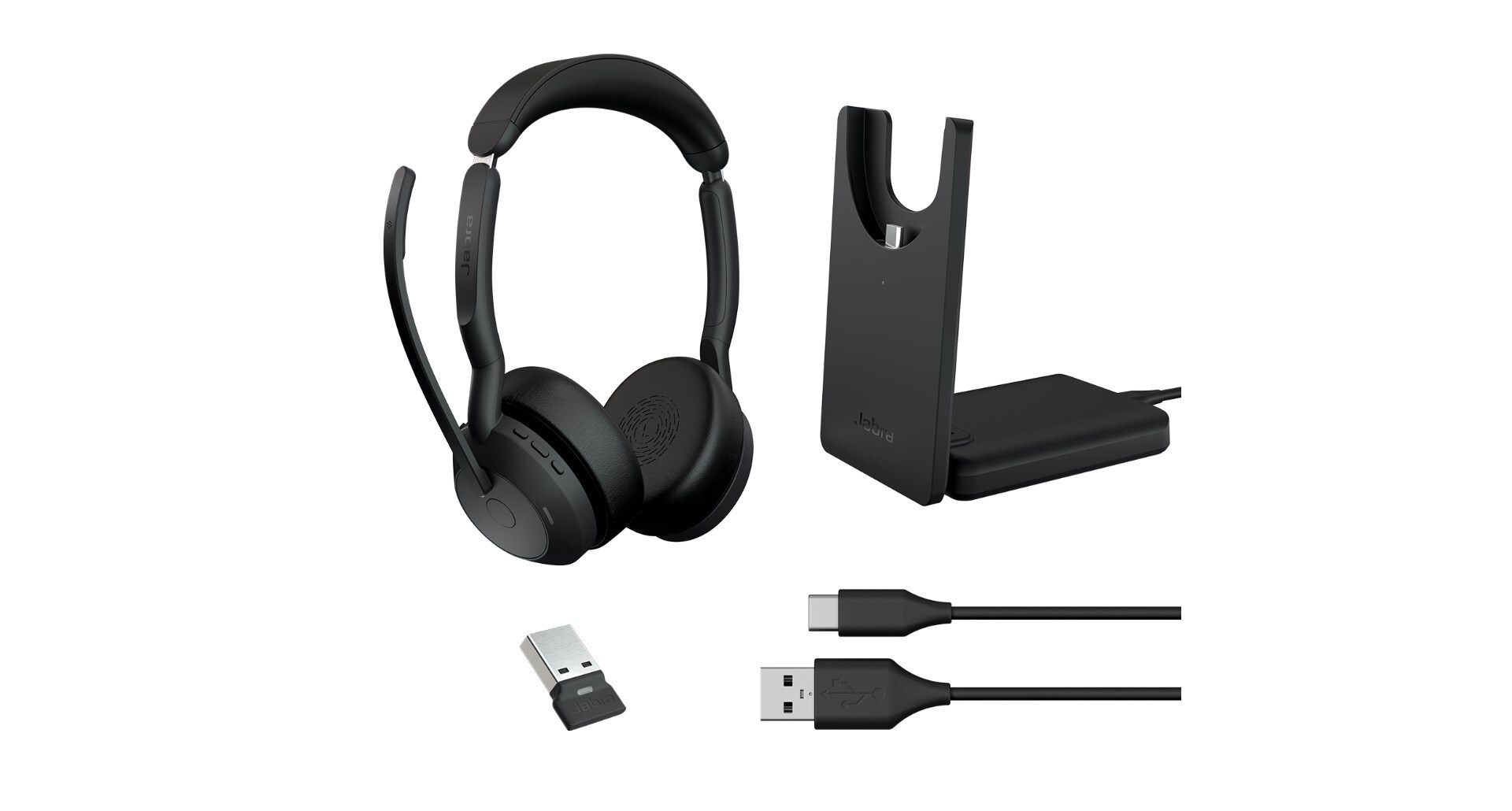 Jabra Evolve2 55 MS Stereo med Link380a/390a og sammenklappelig højttaler