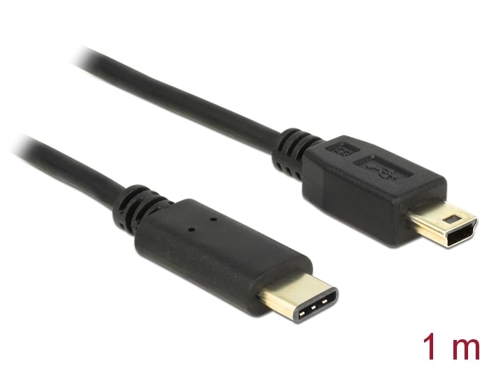 Delock-kabel USB Type-C 2.0 han > USB 2.0 Type Mini-B han 1,0 m sort