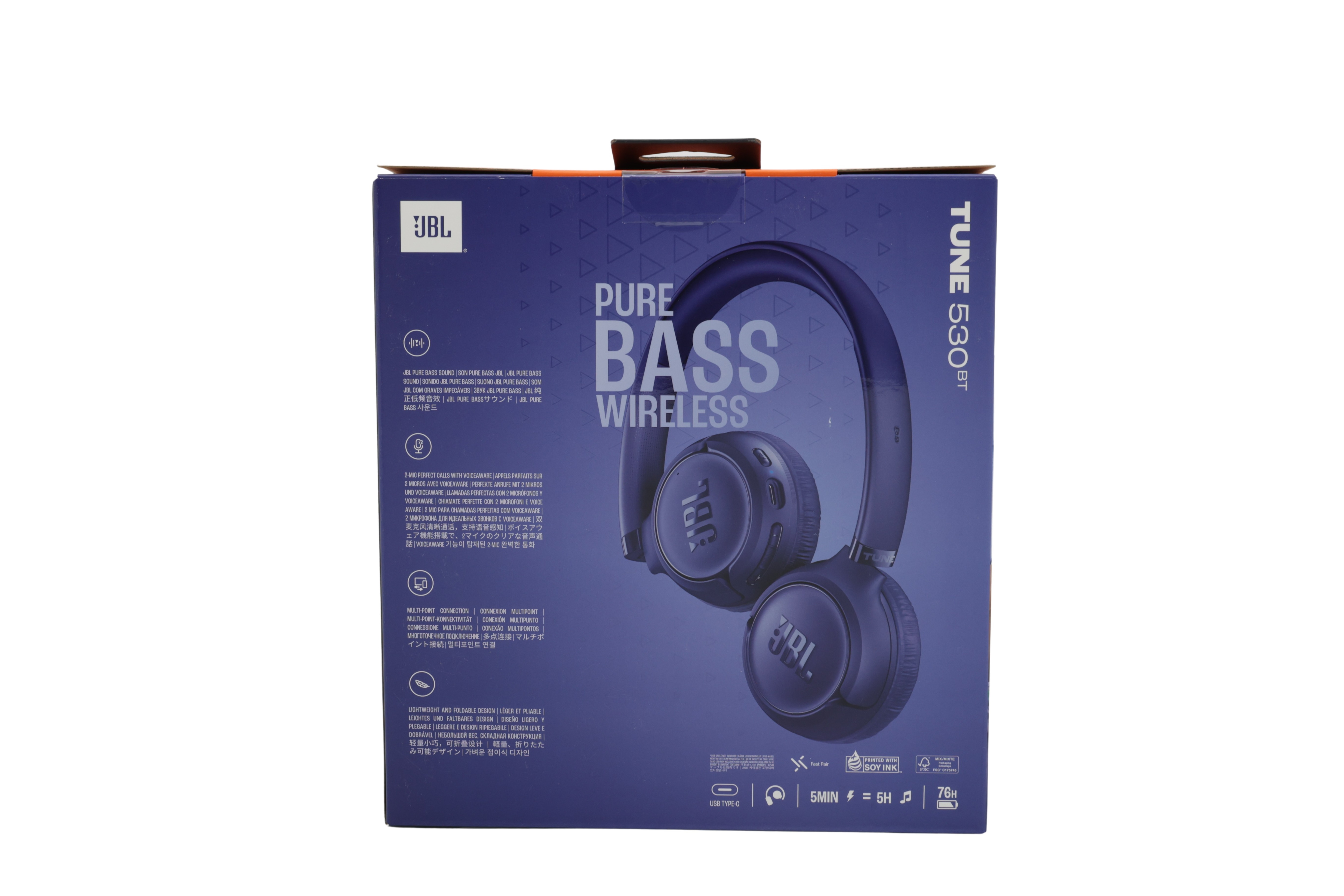 JBL JBLT530BTBLU Tune 530 BT On-Ear-hovedtelefoner, blå