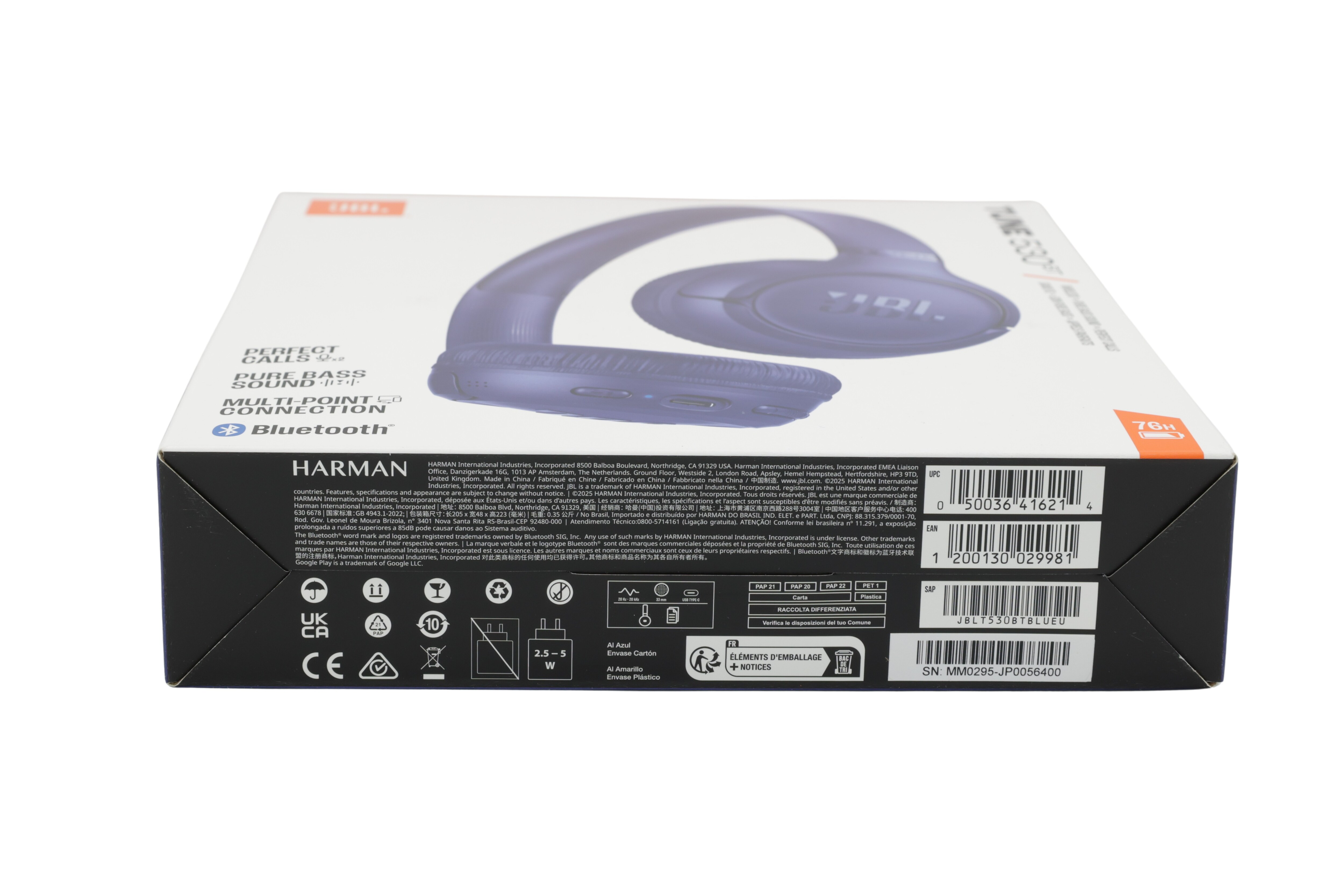 JBL JBLT530BTBLU Tune 530 BT On-Ear-hovedtelefoner, blå