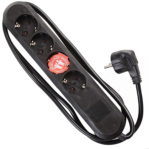 Bachmann stikkontakt SMART 4-vejs, sort 1,5 m, uden kontakt