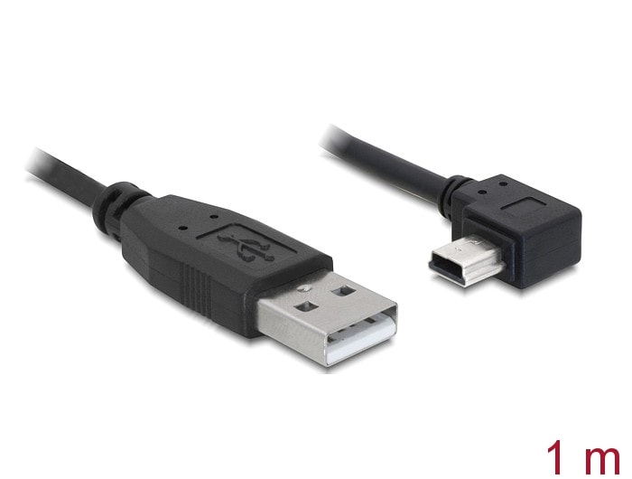 Delock-kabel USB 2.0-A han > USB mini-B 5pin han vinklet 1 m