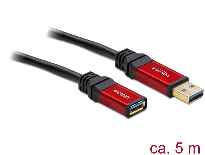 Delock-forlængerkabel USB 3.0 Type-A han > USB 3.0 Type-A hun 5 m Premi