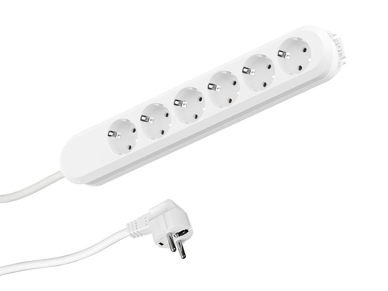 Bachmann stikkontakt SMART 6-vejs, hvid 5,0 m, uden afbryder