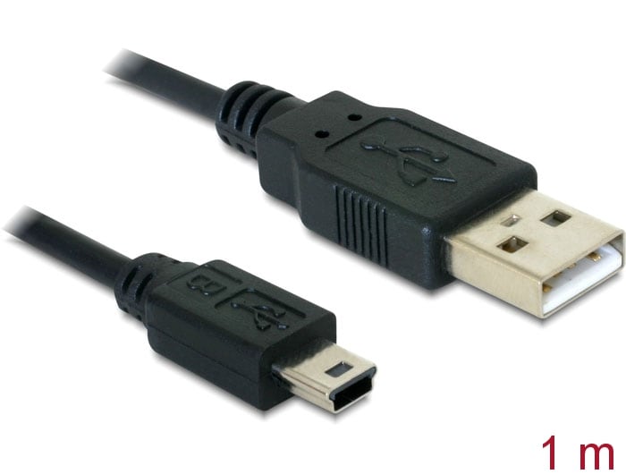 Delock-kabel USB 2.0-A > USB mini-B 5 pin 1 m han/hun