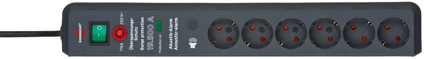 Brennenstuhl ÜSS Secure-Tec Acoustic, 6-vejs, antracit, 3m
