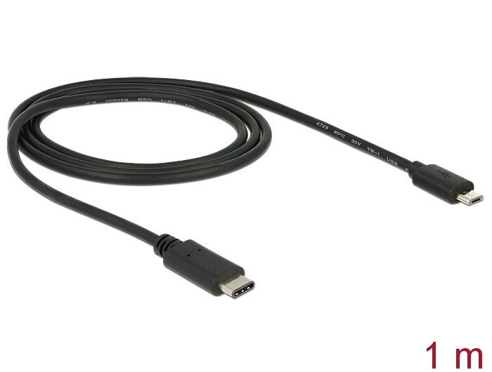Delock USB-kabel USB Type-C 2.0 han til USB 2.0 Micro-B han 1,0 m