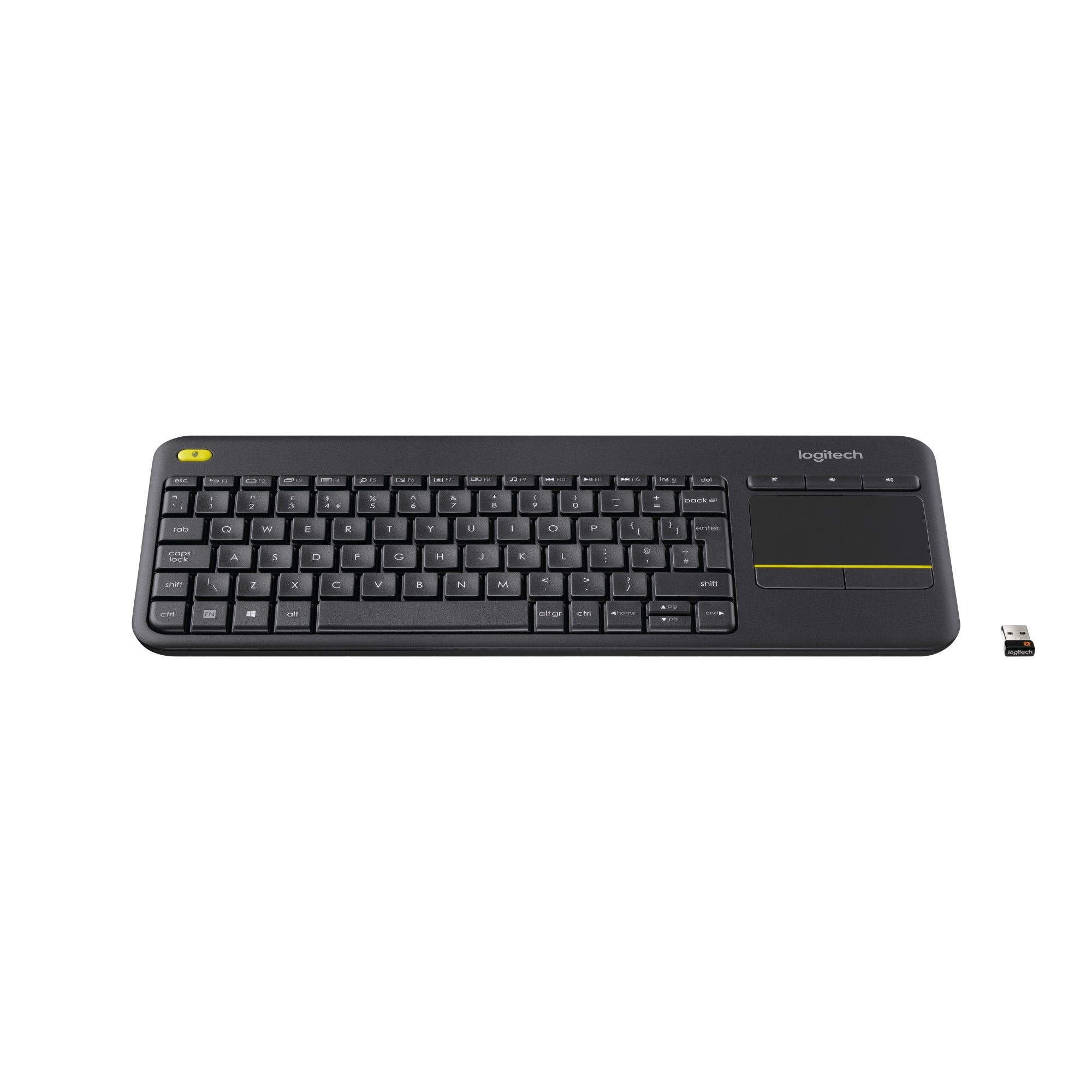Logitech K400 Plus - Tastatur med touchpad - trådløs DA - sort