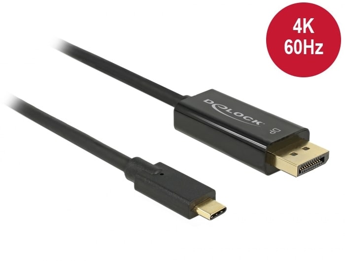 Delock-kabel USB Type-C han > Displayport han DP-Alt Mode 4K 60 Hz 2 m