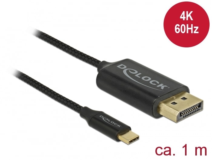 Delock-kabel USB Type-C han > DP han DP-Alt Mode 4K 60 Hz 1 m