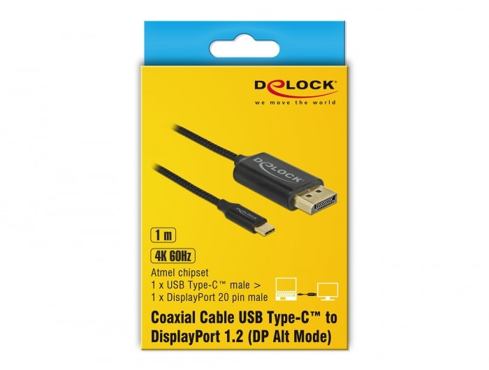 Delock USB-C til DisplayPort-kabel (DP Alt Mode) 4K 60 Hz 1 m