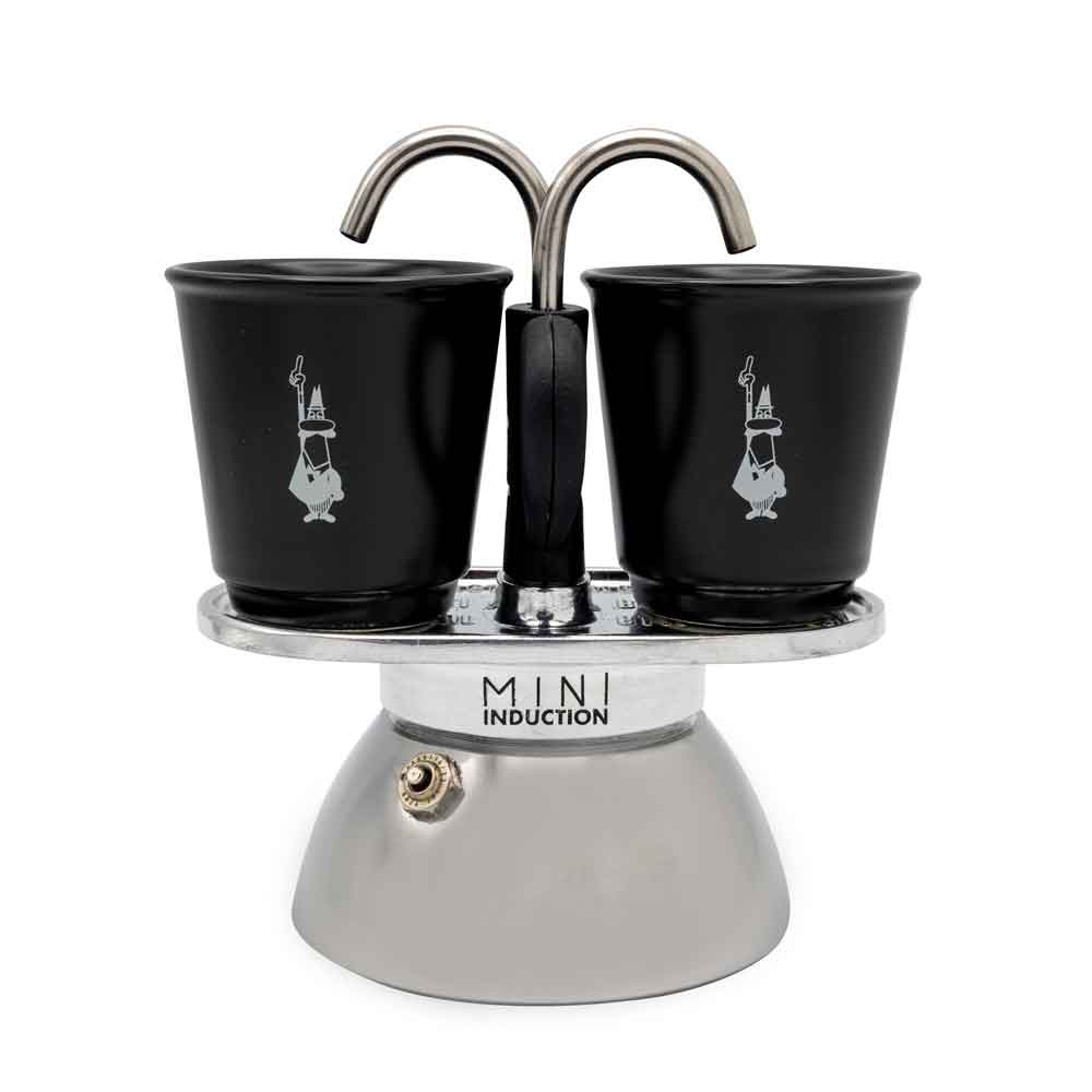 Bialetti 7310 Espressomaskine sæt mini induktion 2 kopper 2 glas sort