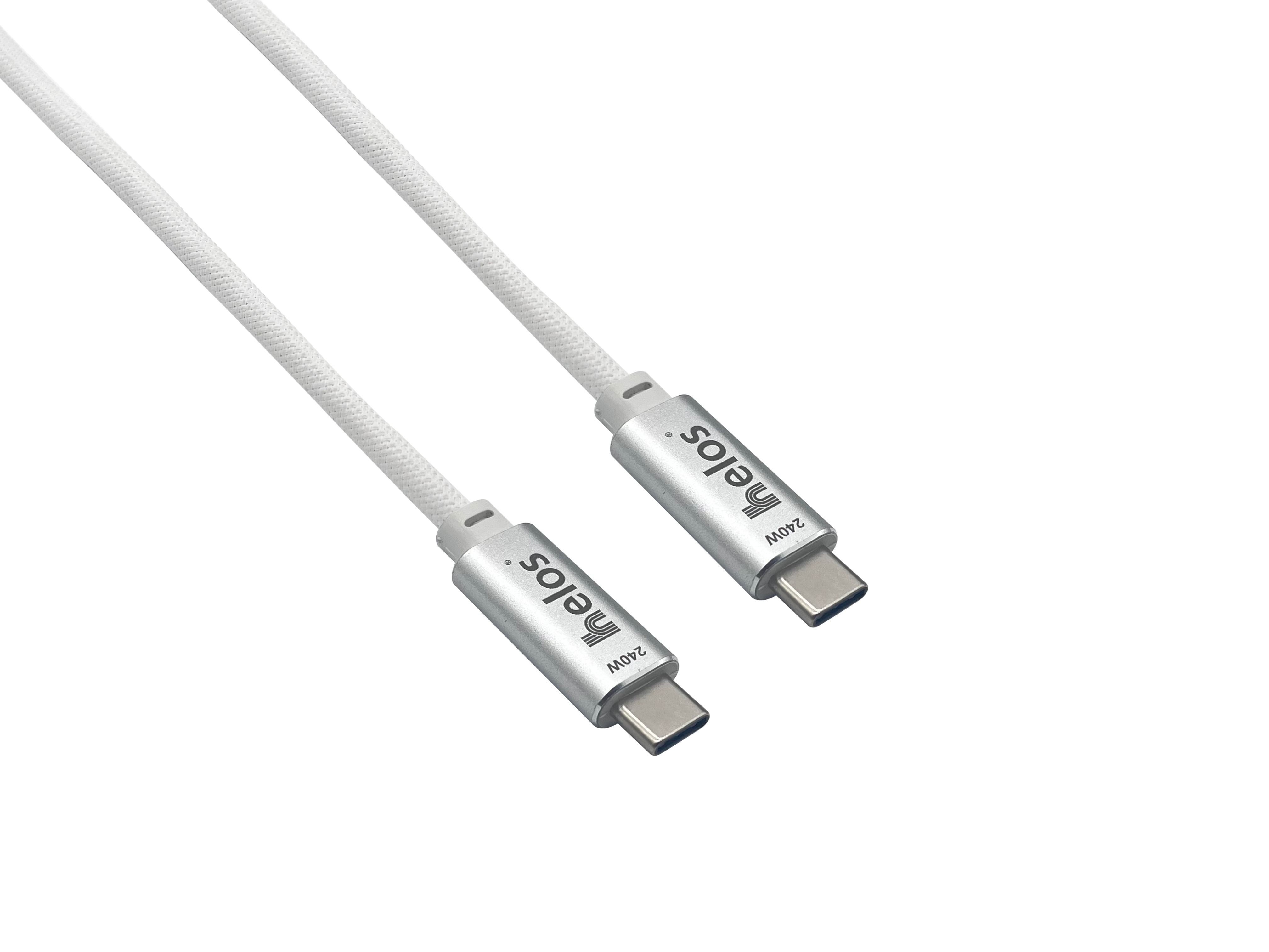 helos tilslutningskabel, USB 4, 40 Gbps 240W, Type-C PREMIUM-stik, 1,0 m, hvid
