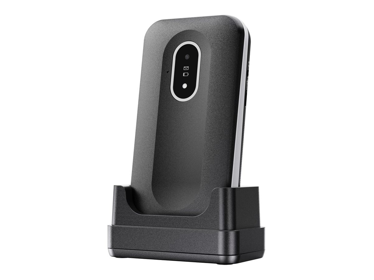 Doro Leva L20 4G, klaptelefon med store knapper, sort og hvid