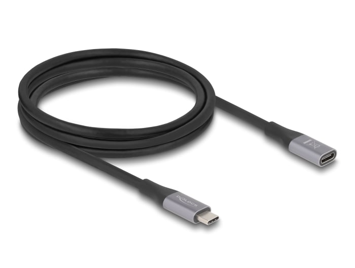 Delock USB 40 Gbps forlængerkabel USB Type-C han til hun P 2 m grå