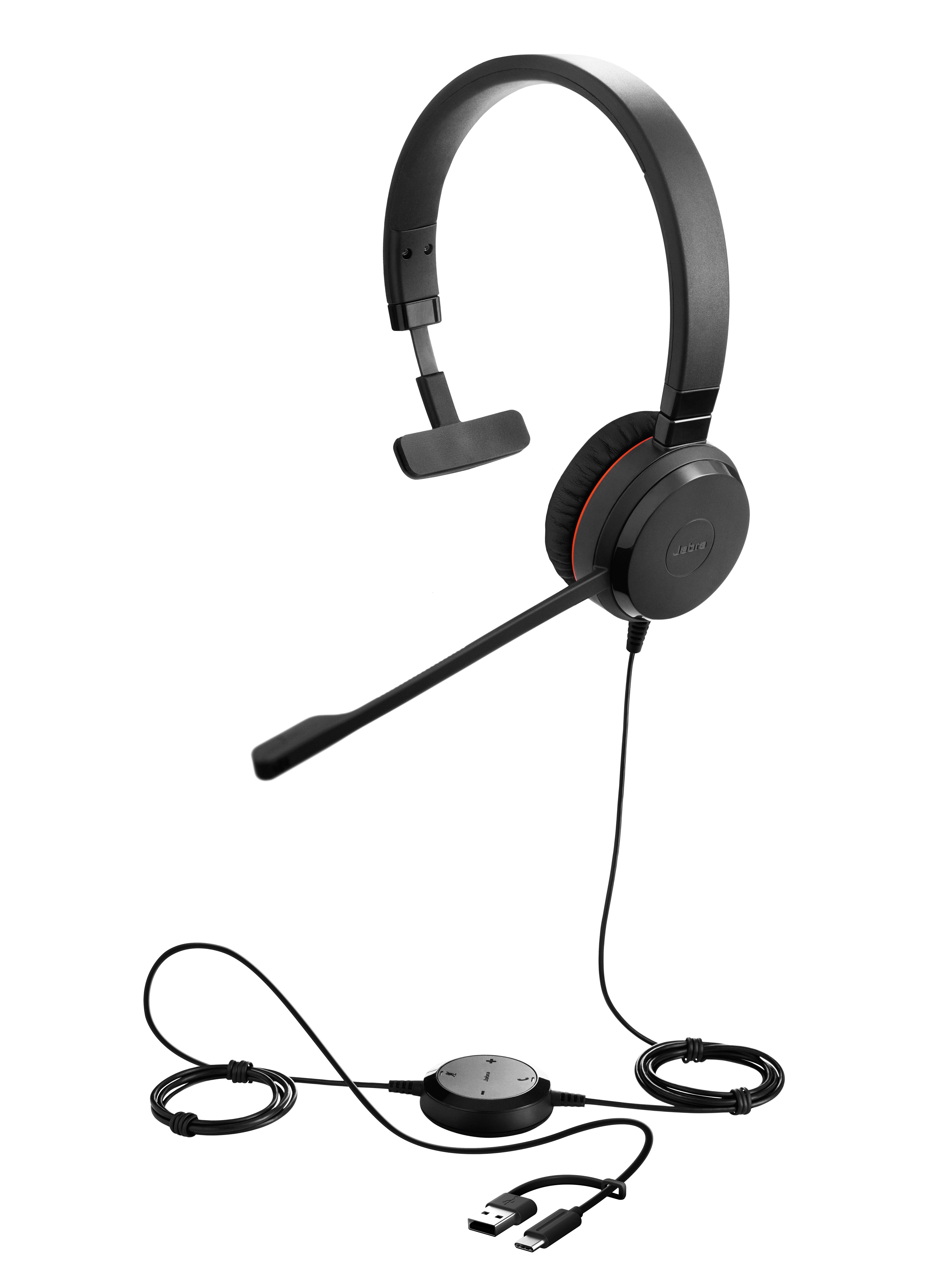 Jabra Evolve 30 II MS Mono USB-C og 3,5 mm-stik