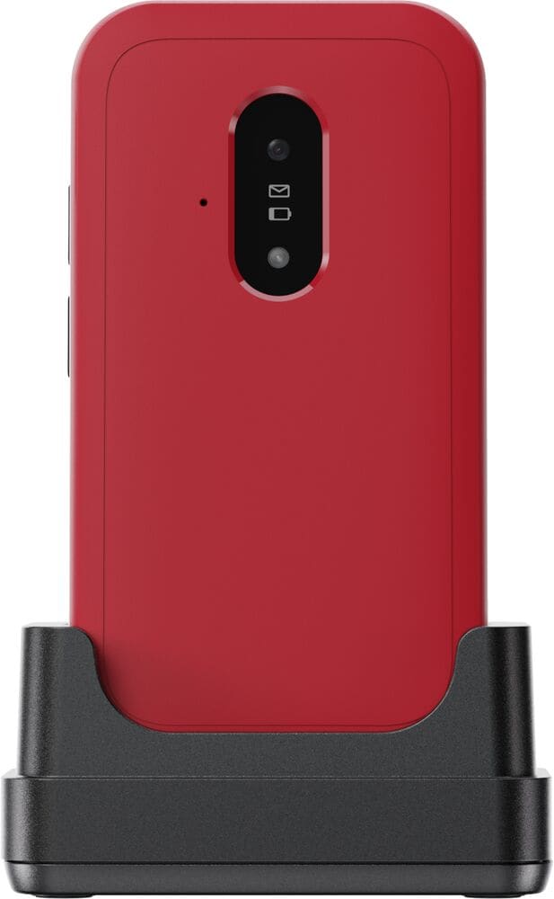 Doro Leva E22, flip-mobiltelefon med stor knap, 4G, rød-hvid