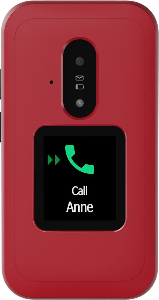 Doro Leva E30, flip-mobiltelefon med stor knap, 4G, rød-hvid