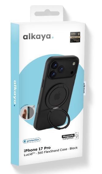 alkaya ?LUCID beskyttelsescover til mobiltelefon 360 FlexStand Case f. Magsafe iPhone 17Pro,sort