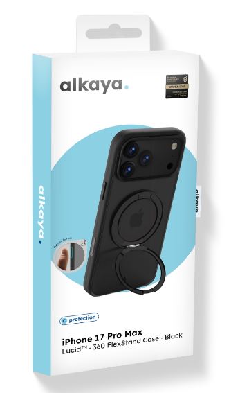 alkaya LUCID beskyttelsescover til mobiltelefon 360 FlexStand Case f. Mag iPhone 17Pro Max, sort