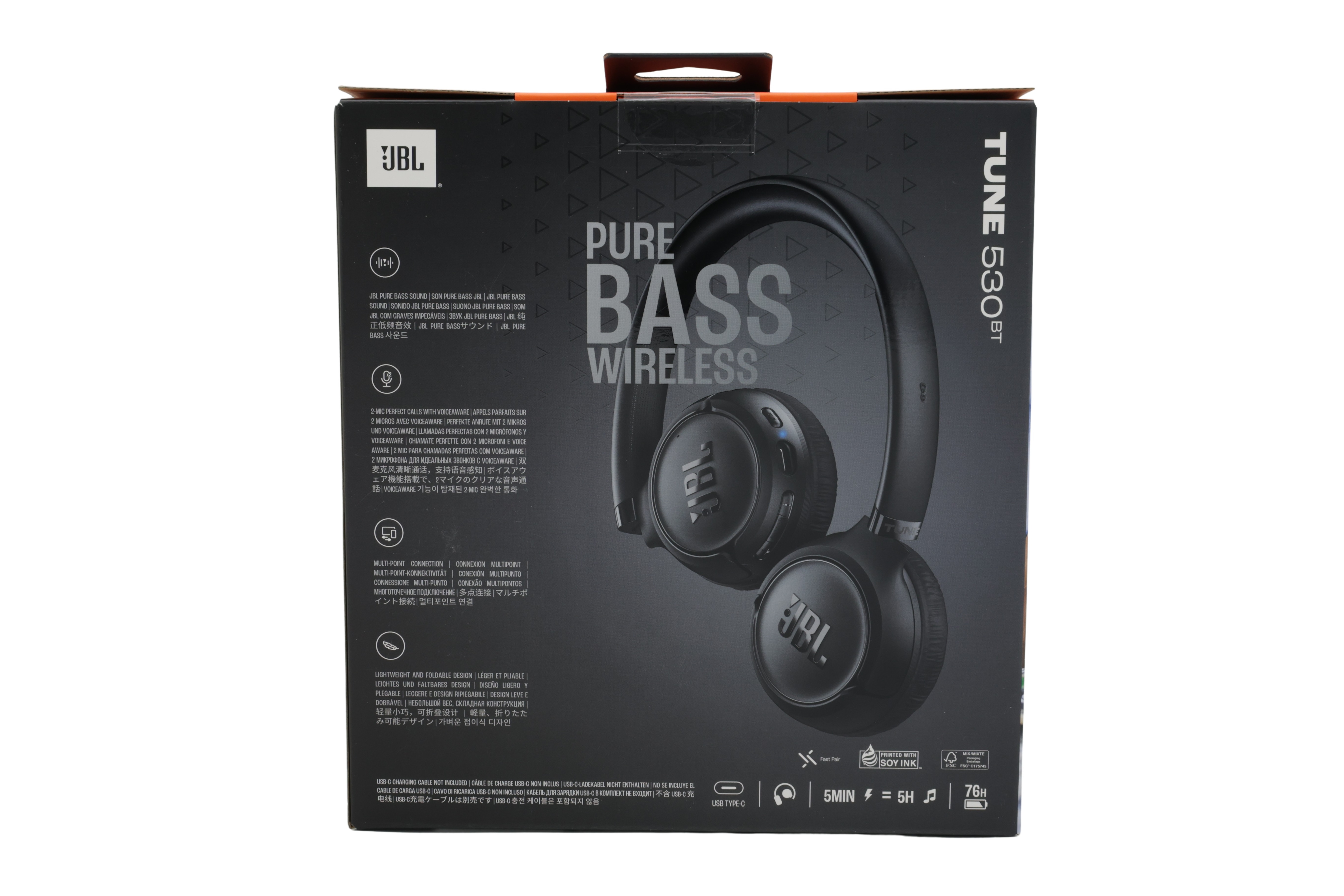 JBL JBLT530BTBLK Tune 530 BT On-Ear-hovedtelefoner, sort