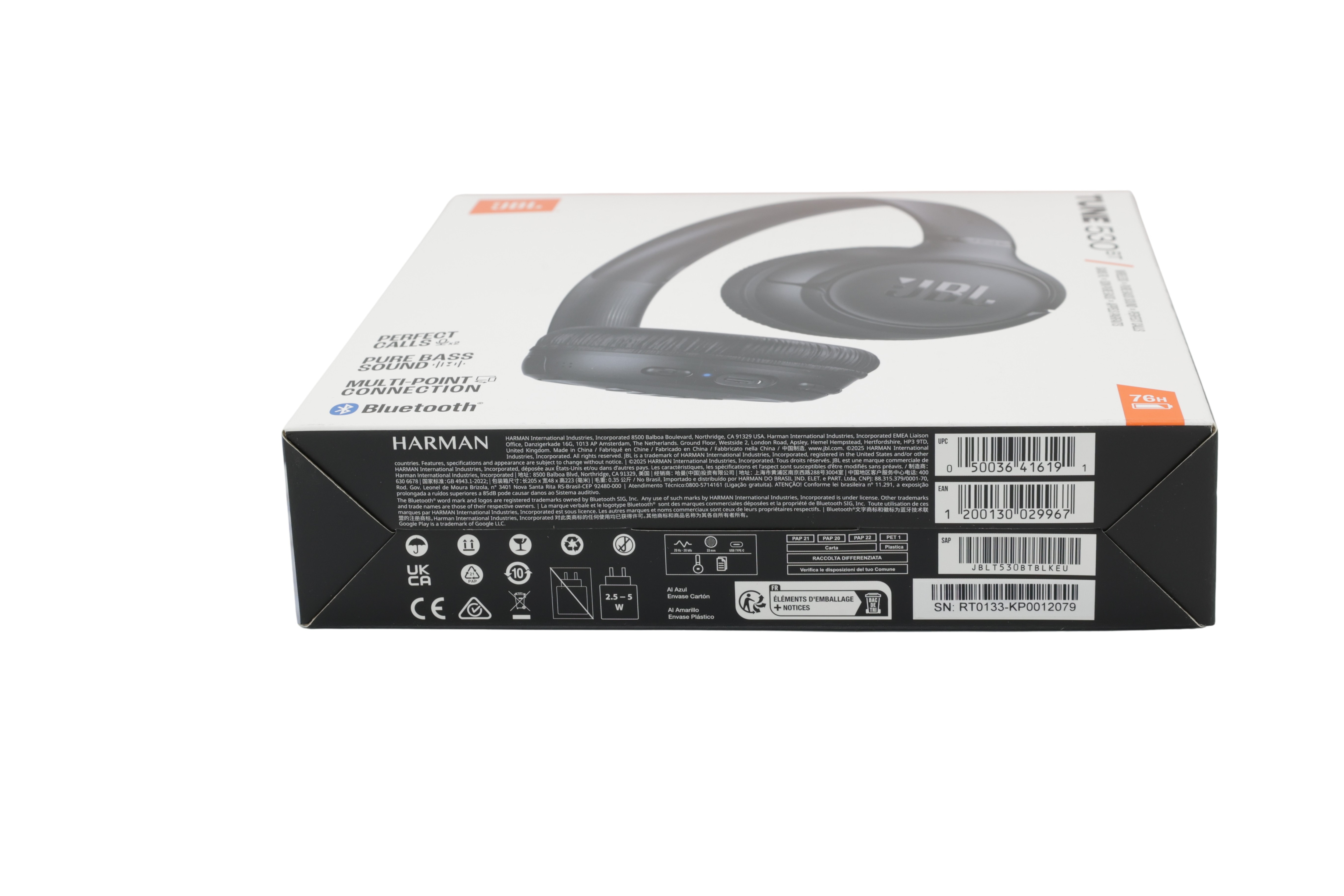 JBL JBLT530BTBLK Tune 530 BT On-Ear-hovedtelefoner, sort