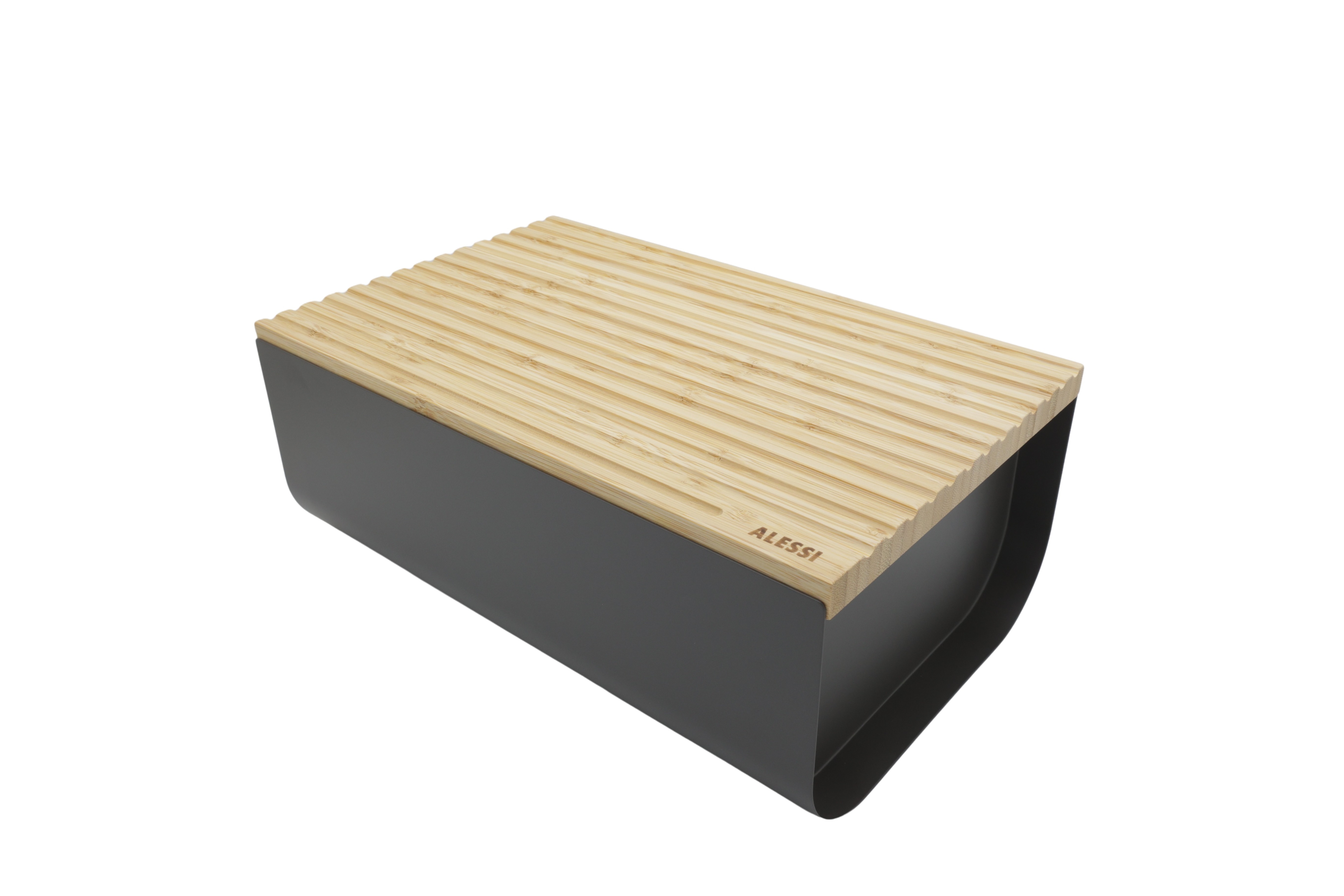 Alessi BG03DG Mattina brødkasse, stål, bambustræ, mørkegrå