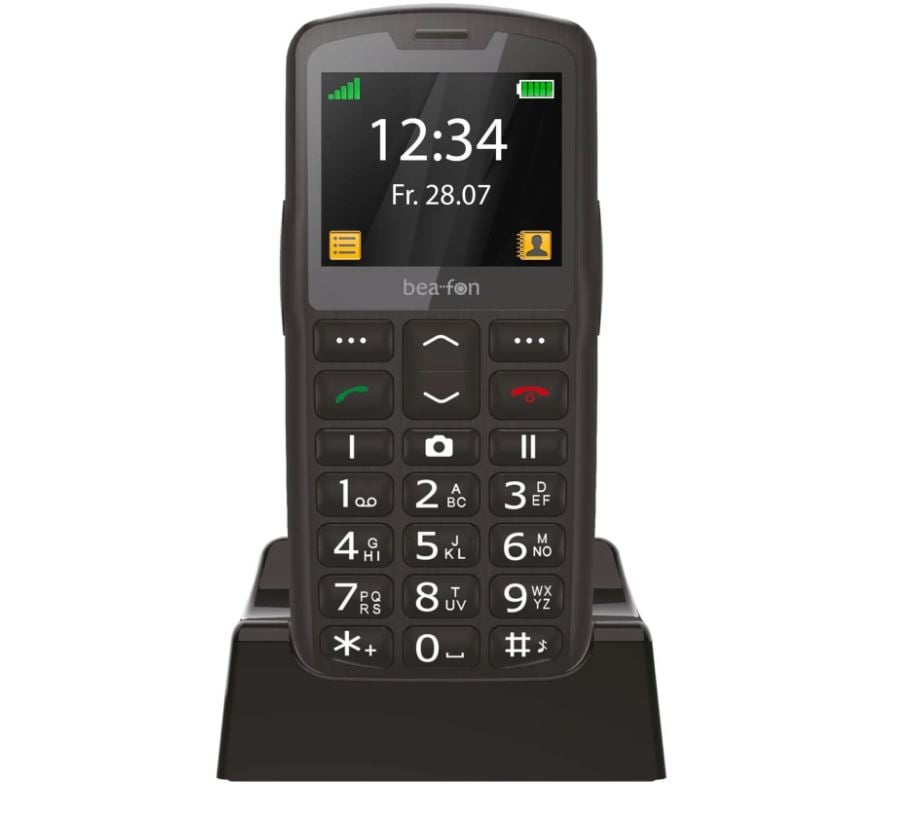 Beafon SL260 LTE - 4G, Silver Line, Mobiltelefon med stor knap, sort-sølv