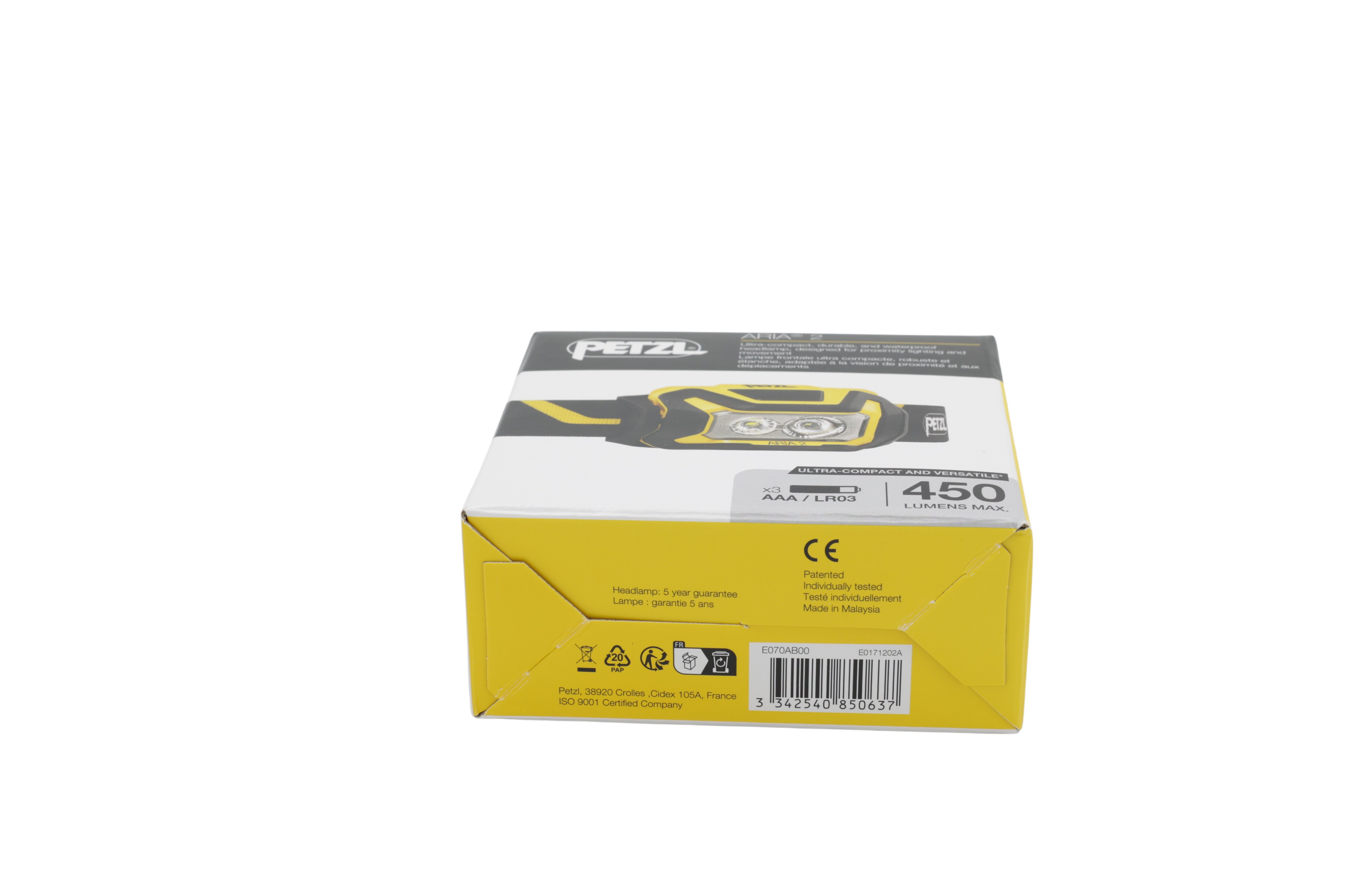 Petzl E070AB00 Pandelampe ARIA 2 sort/gul
