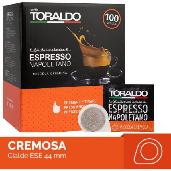 caffe TORALDO MISCELA CREMOSA 44mm ESE System kaffepods 100 stk. af 7,2 g hver