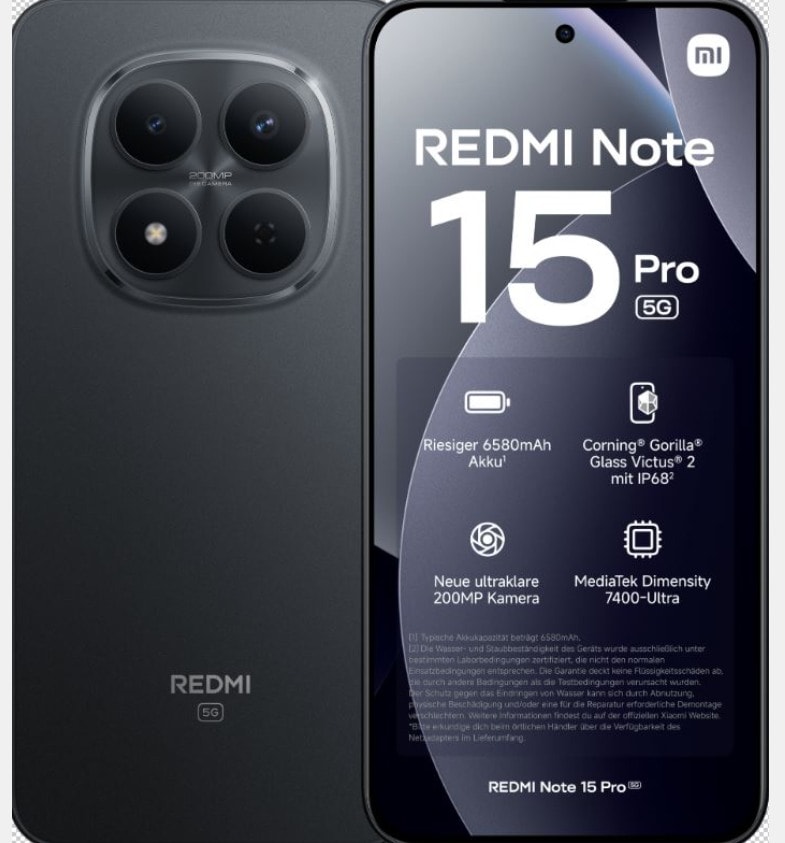 Xiaomi Redmi Note 15 Pro 5G 256GB sort