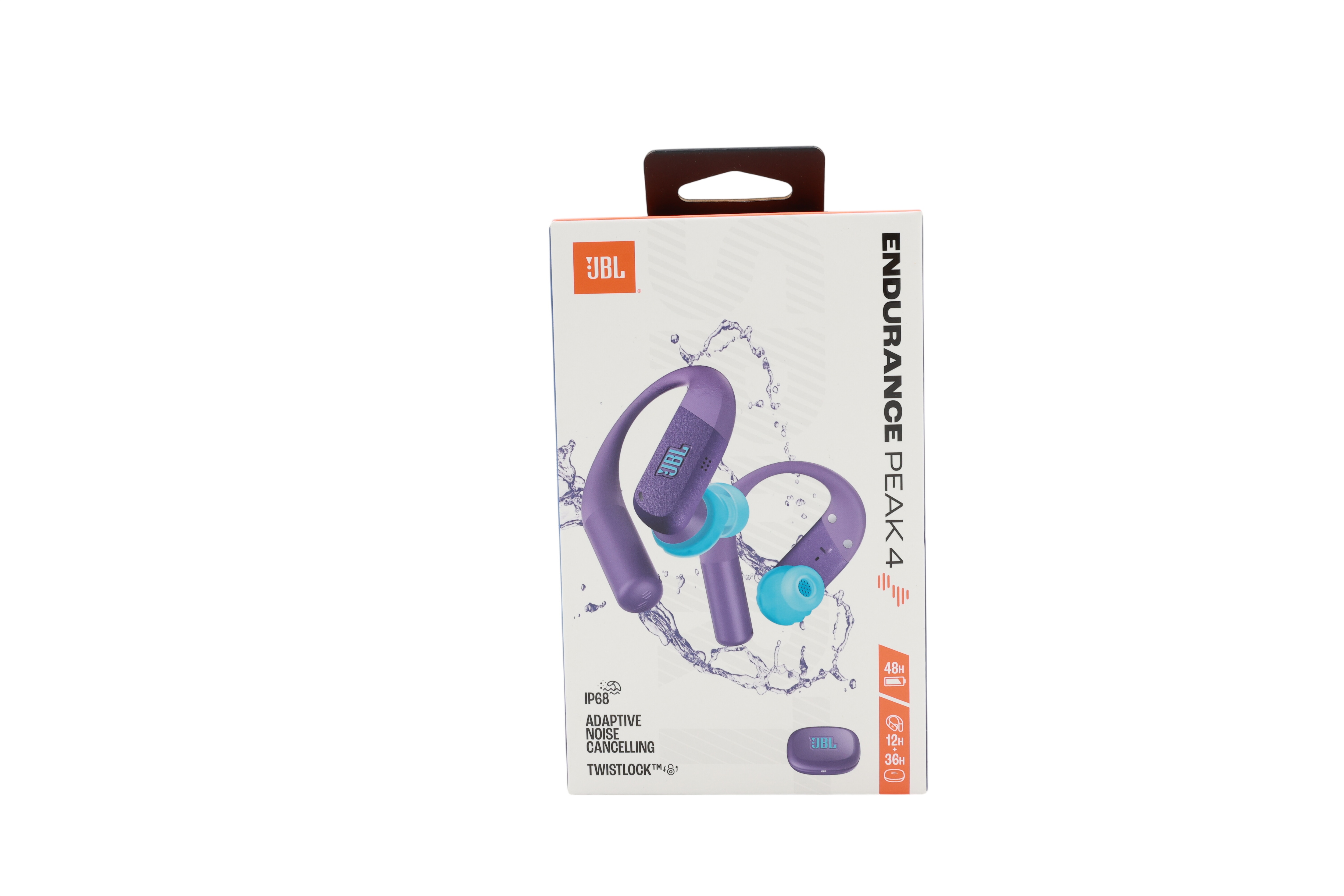 JBL Endurance Peak 4 In-Ear TWS-sportshøretelefoner med Bluetooth og aktiv støjreduktion (ANC), IP68, lilla