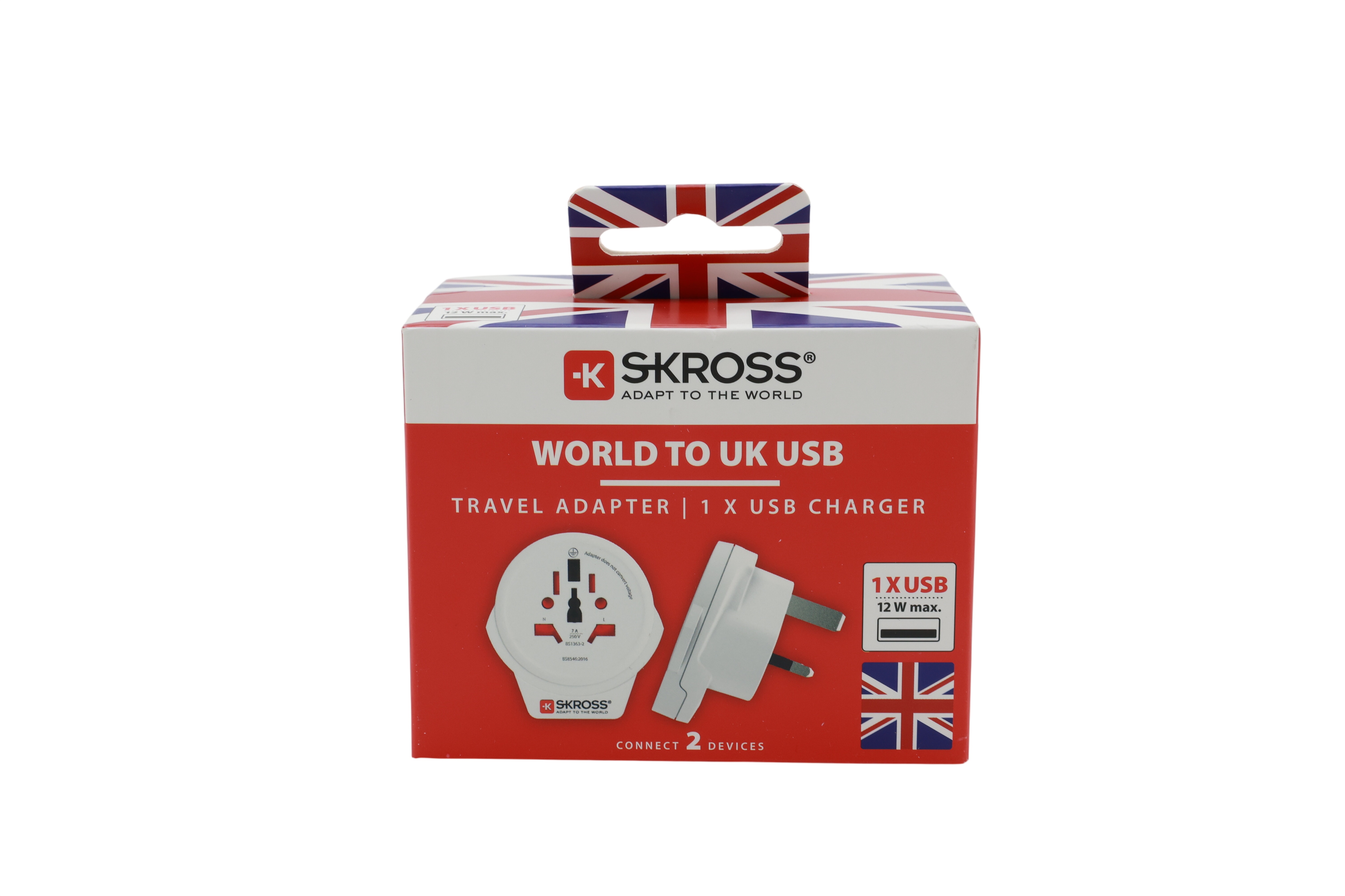 SKROSS World til Storbritannien, USB, hvid, detail