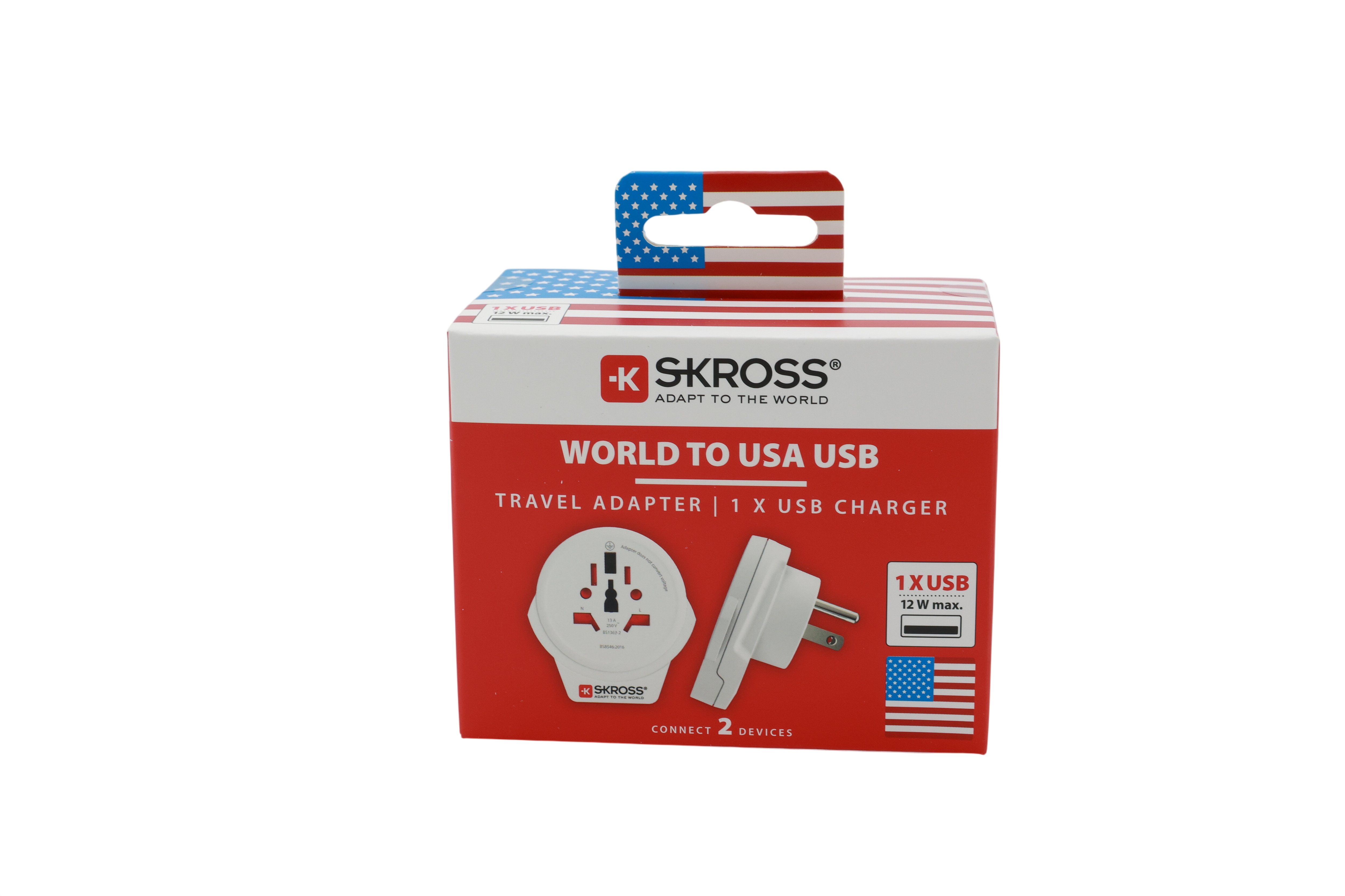 SKROSS World til USA USB hvid, detailhandel