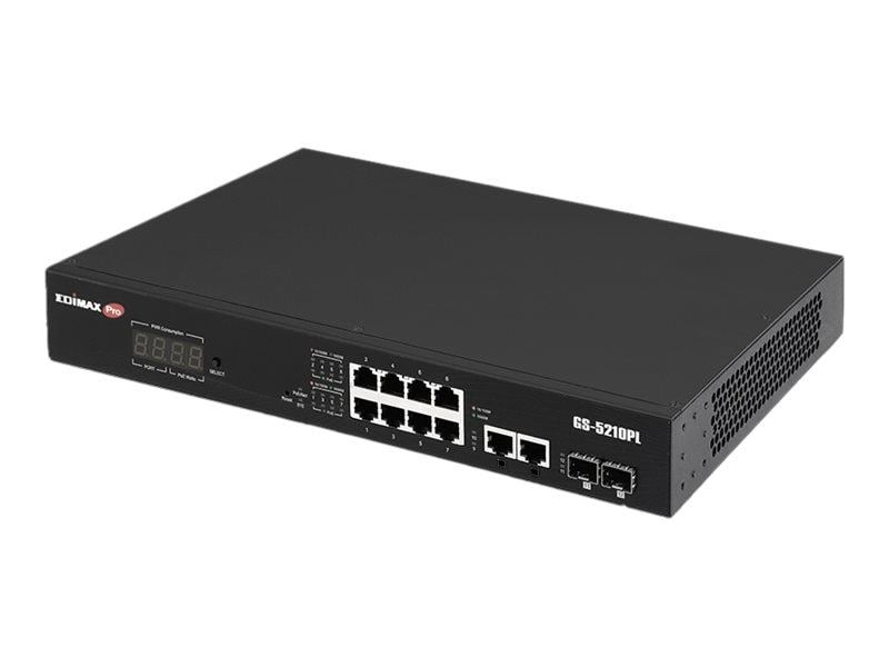 Edimax Overvågnings-VLAN 12-ports Gigabit PoE Web Smart Switch til lange afstande