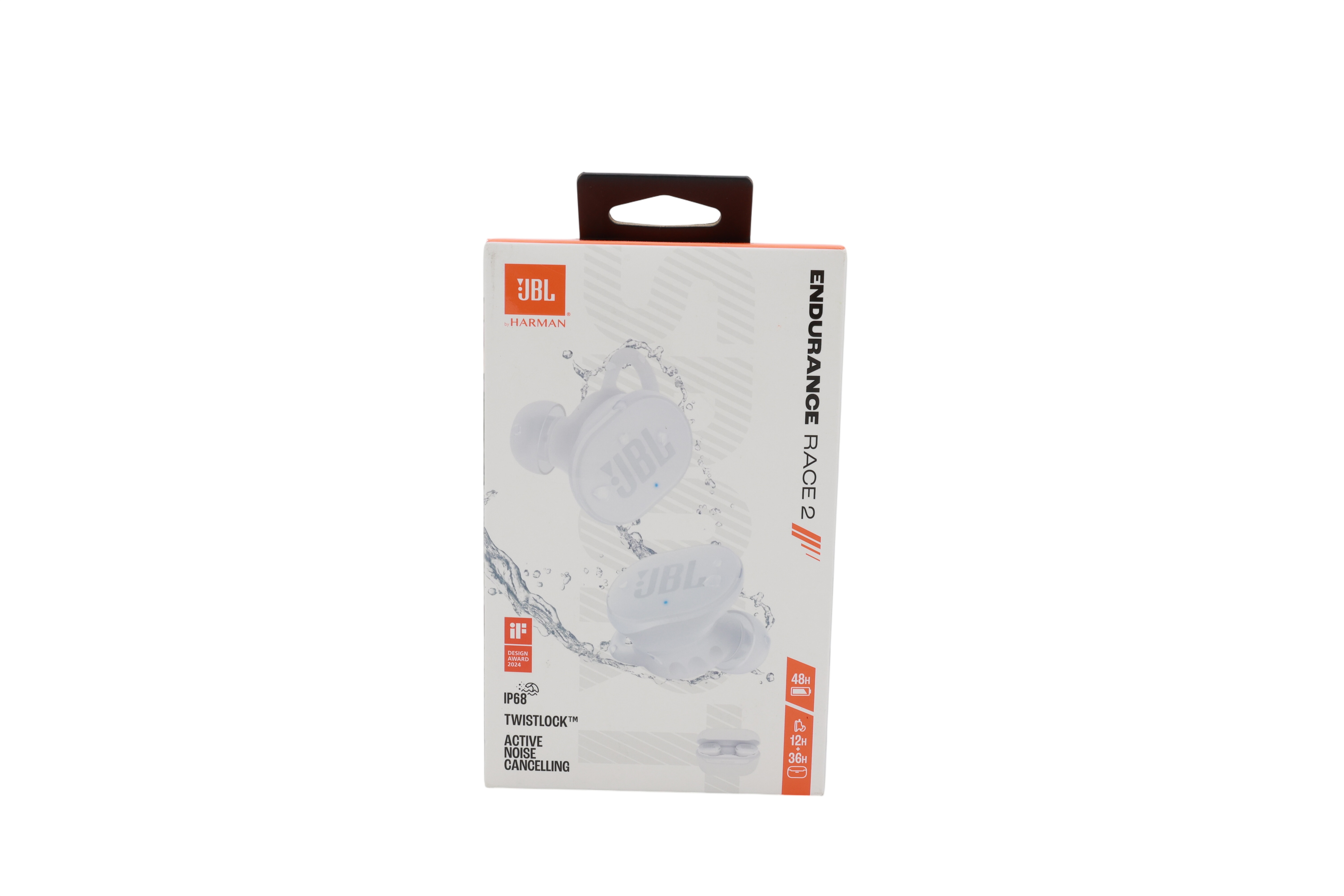 JBL Endurance Race 2, trådløse Bluetooth-in-ear-hovedtelefoner, hvid
