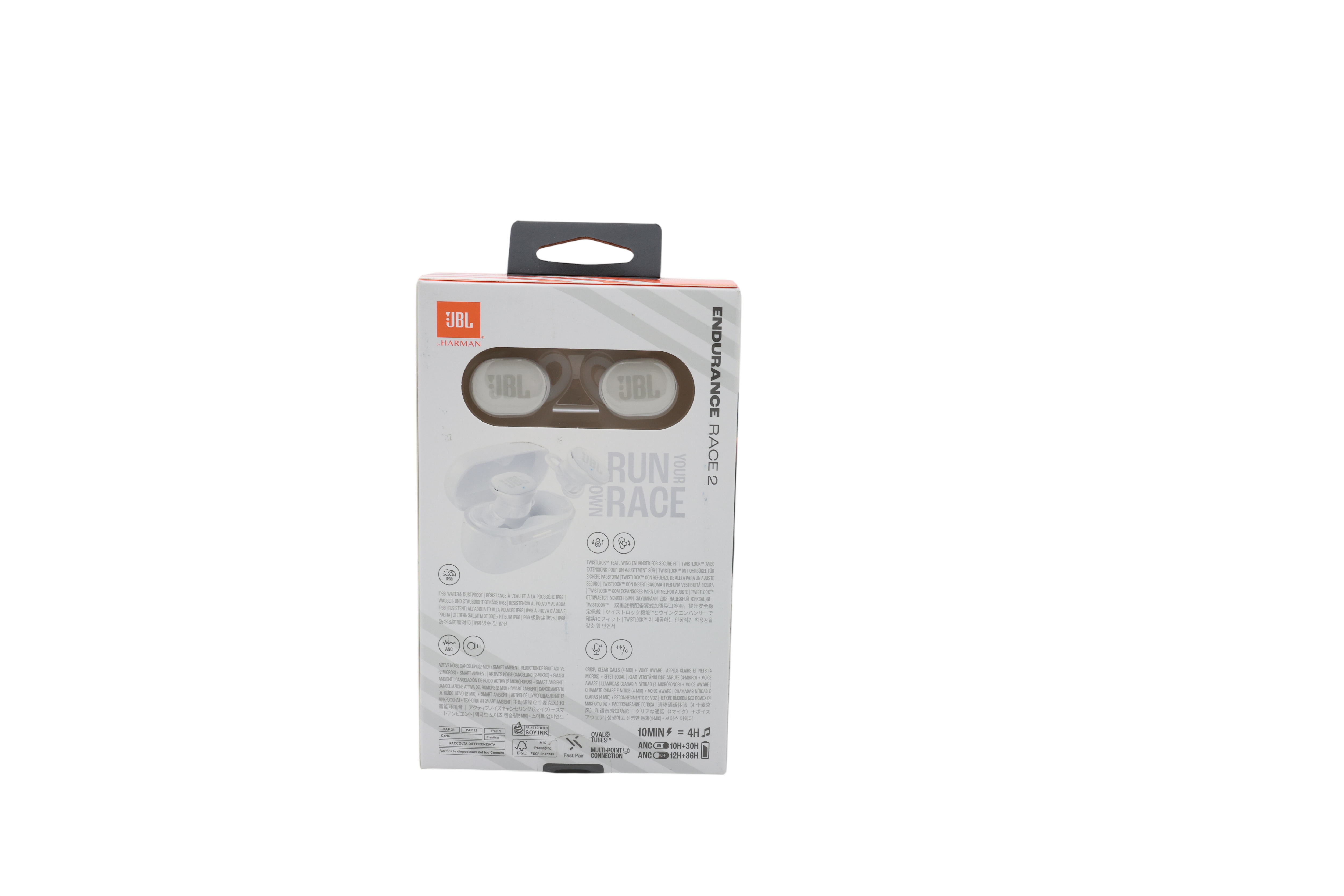 JBL Endurance Race 2, trådløse Bluetooth-in-ear-hovedtelefoner, hvid