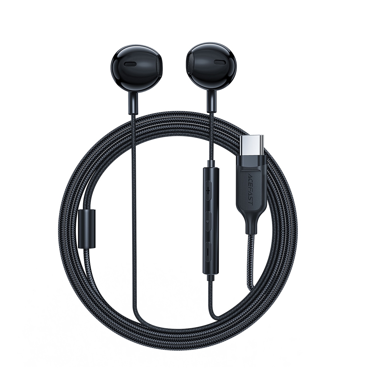 Acefast L2 in-ear-hovedtelefoner med USB-C-stik, mikrofon og fjernbetjening 1,2 m - sort