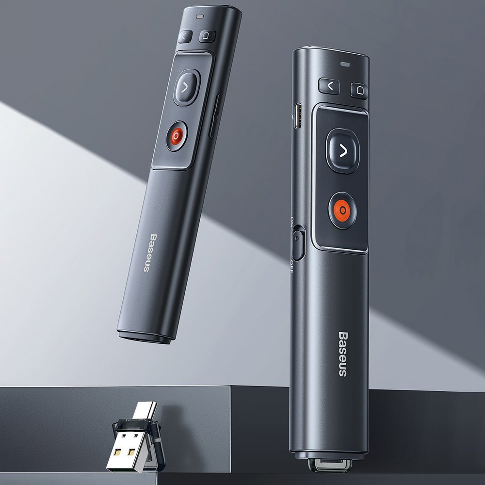 Baseus Orange Dot trådløs præsentationslaserpointer - grå (med batteri)