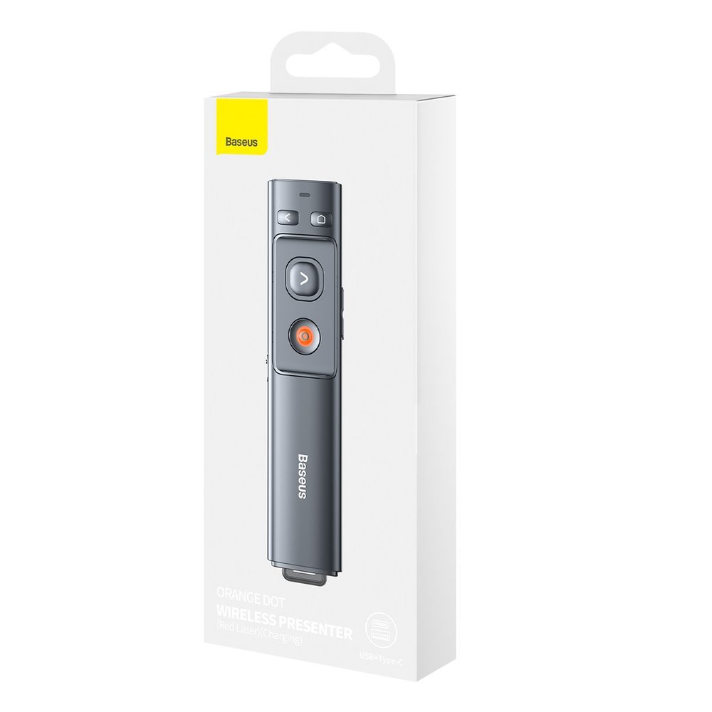Baseus Orange Dot trådløs præsentationslaserpointer - grå (med batteri)