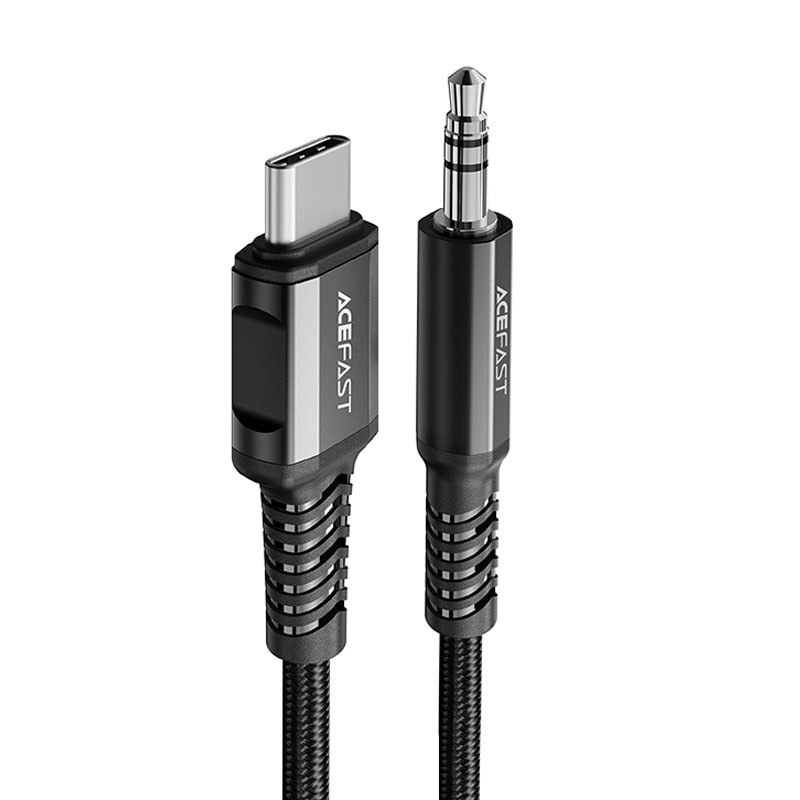 Acefast lydkabel USB Type C - 3,5 mm minijack (han) 1,2 m, AUX sort (C1-08 sort)
