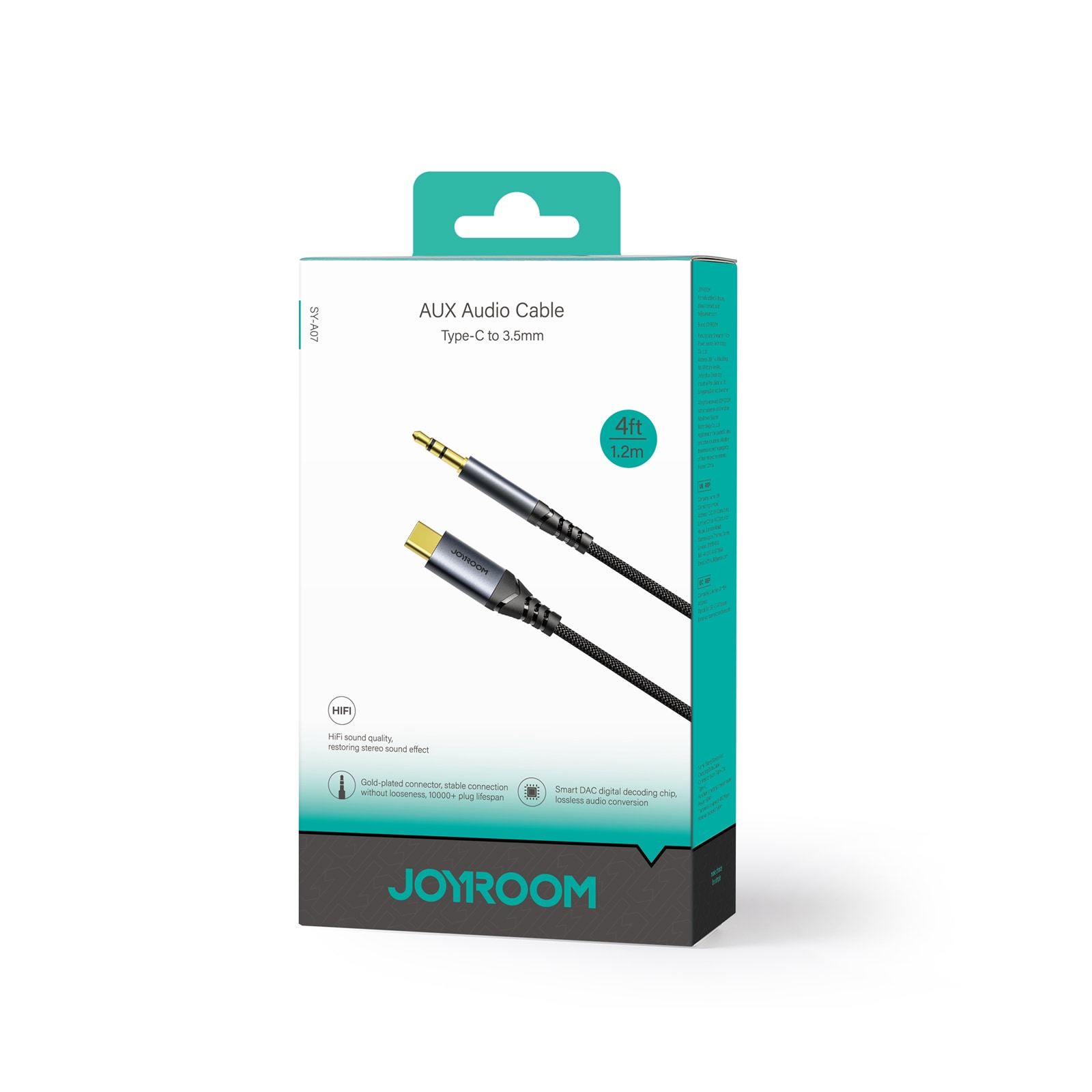 Joyroom Audio Transfer Series SY-A07 Mini Jack 3,5 mm/USB-C-kabel 1,2 m - Sort