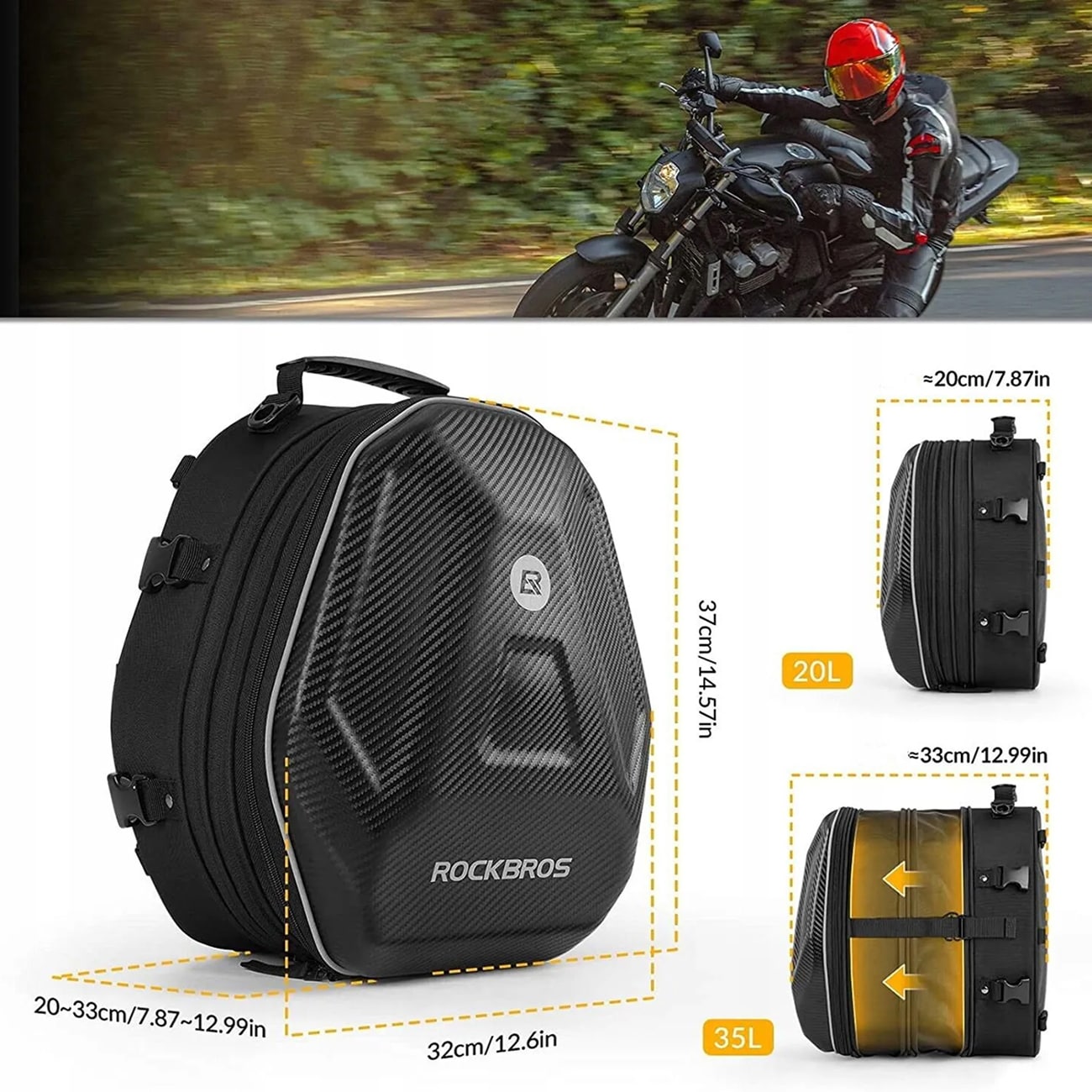 Rockbros 30140026001 tanktaske til motorcykel 35 l - sort