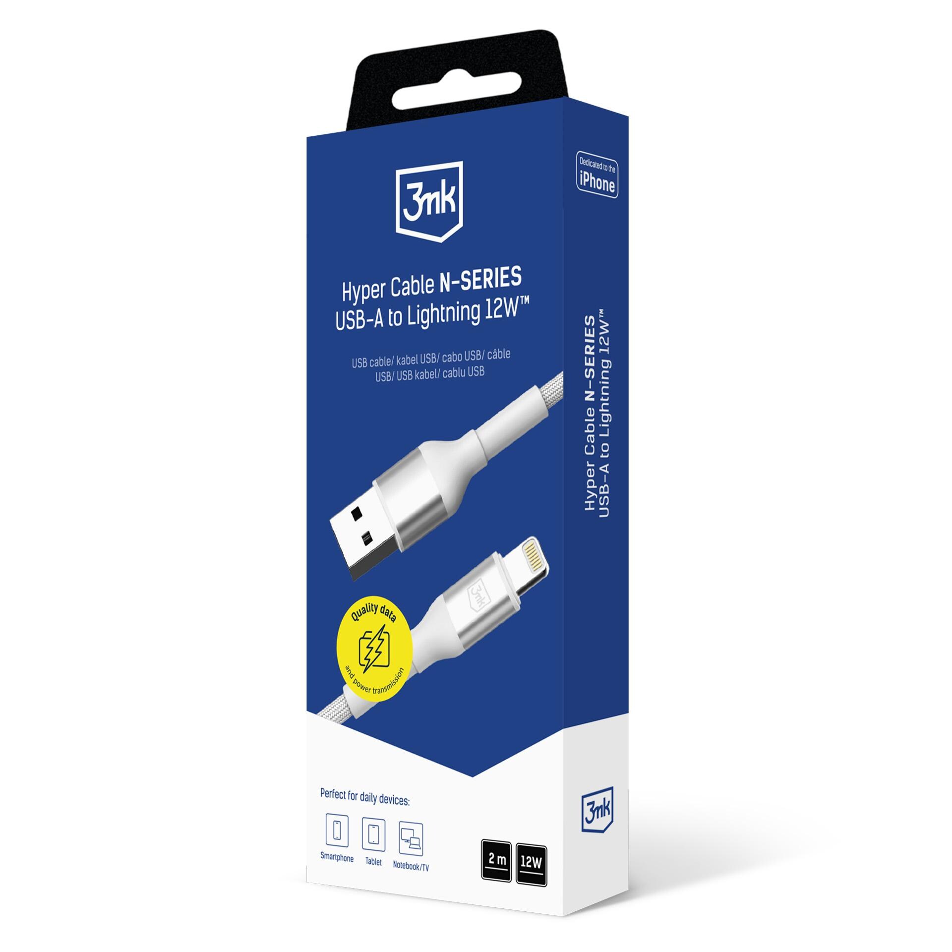 3mk 3mk Kabel 3mk Hyper Cable N-SERIES USB-A / Lightning 2m 5V/2.4A 12W / hvid