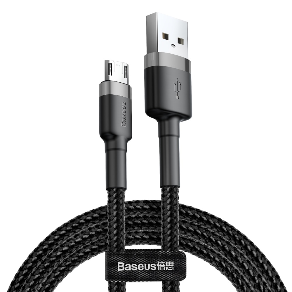 Baseus Cafule-kabel CAMKLF-AG1 USB-A / micro USB 2,4A 0,5 m - sort-grå